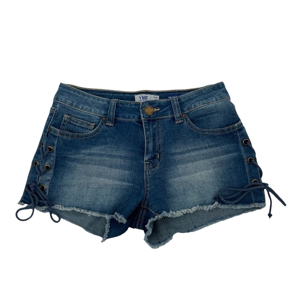 YMI Mid-Rise Cut Off Lace Up Shorts Size 1 Women's